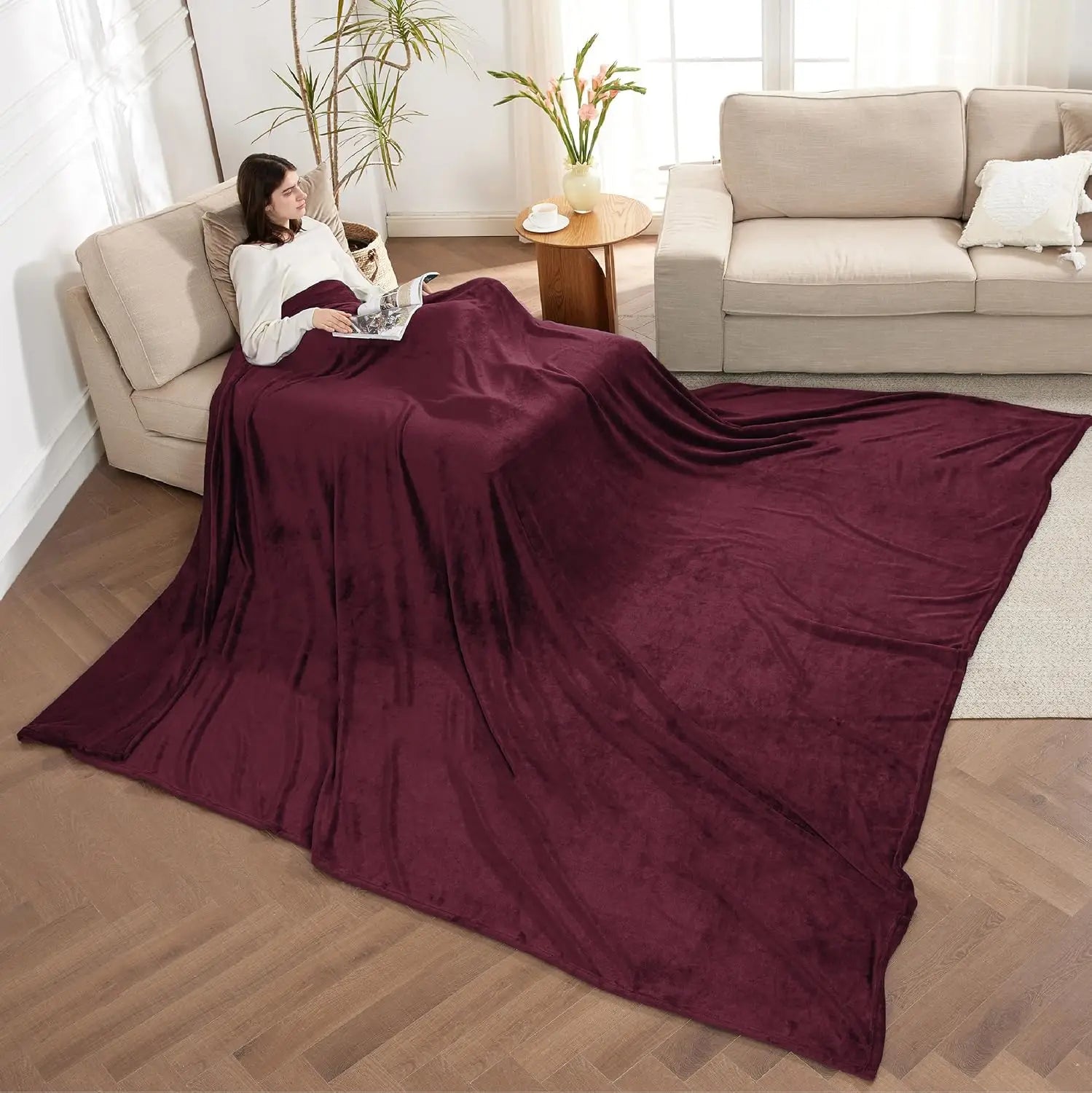 Oversized King Fleece Blanket Soft Cozy Extra Large Throw Blankets for Bed Sofa Couch Travel Camping King Warm Blanket in Winter